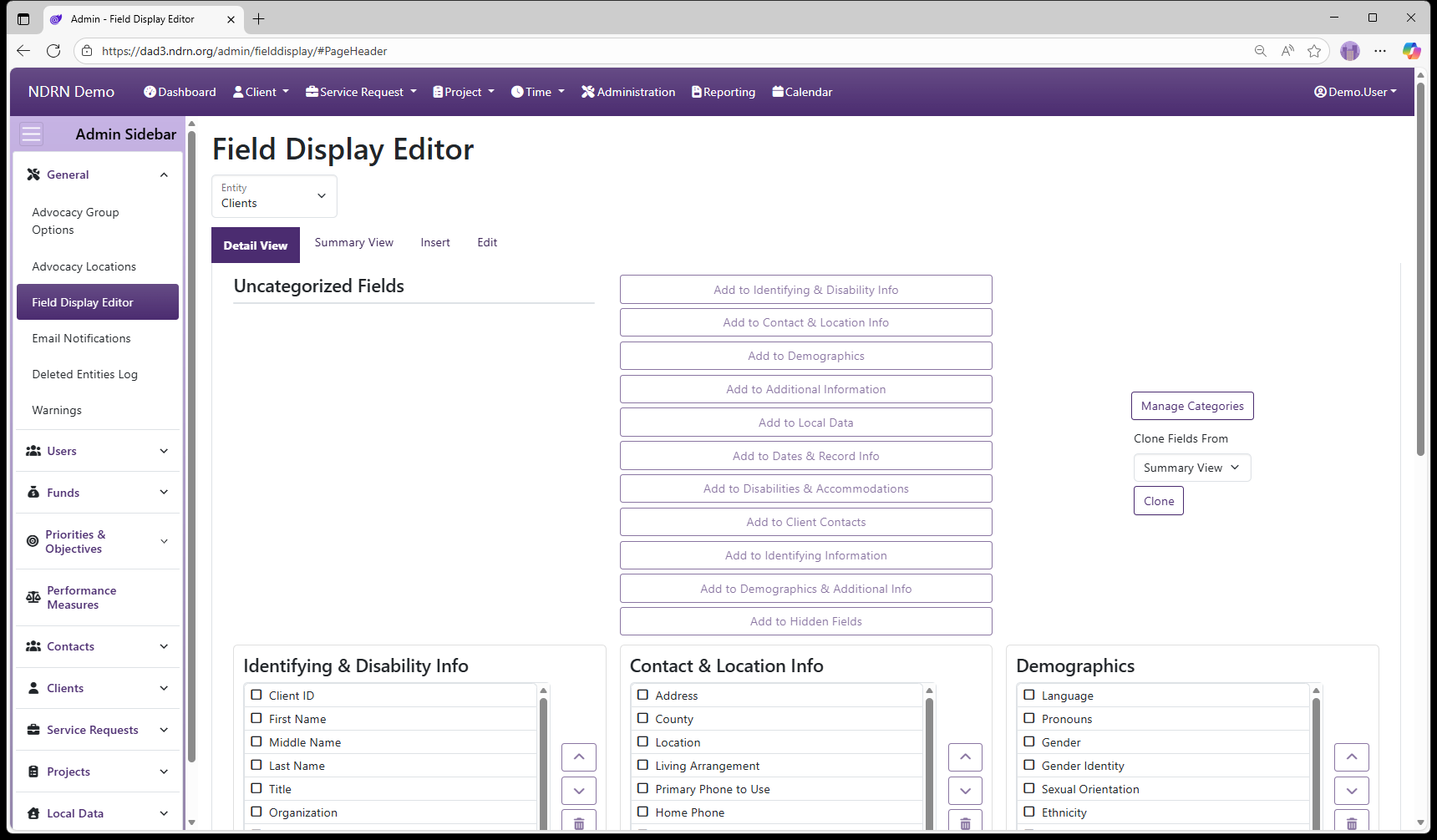 Field Display Editor admin page screenshot