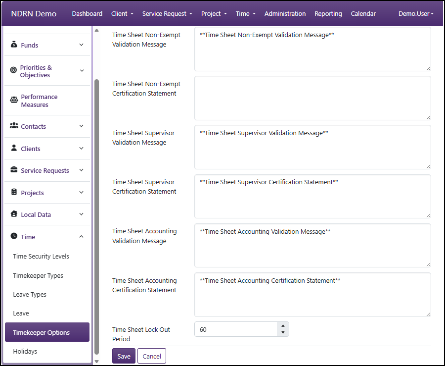 Timekeeper Options admin page screenshot - 2 of 3